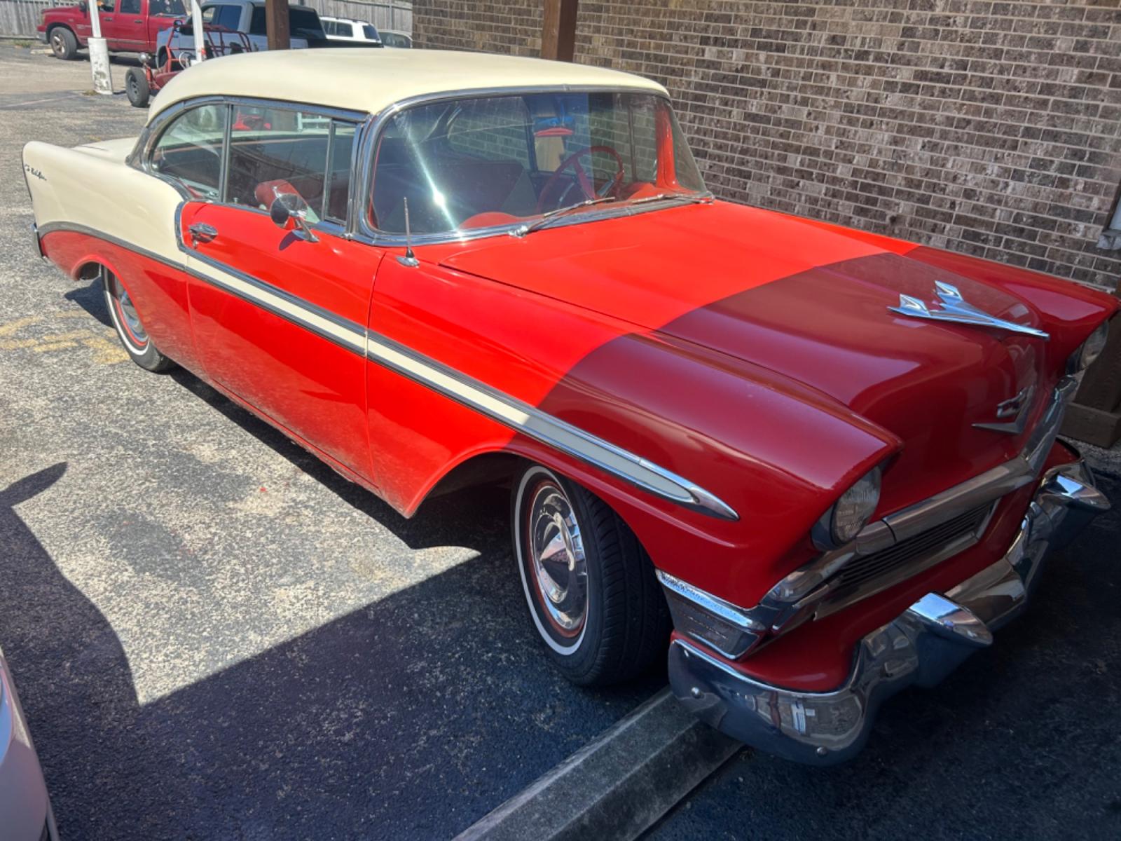 1956 Red Chevrolet Bel Air (C56F032989) , located at 1687 Business 35 S, New Braunfels, TX, 78130, (830) 625-7159, 29.655487, -98.051491 - Photo #4
